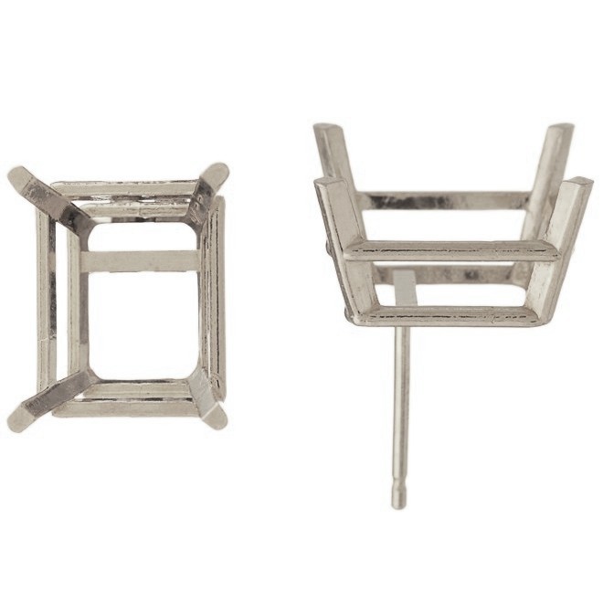 Octagon 4 Claw Double Gallery Stud Earring 14K European Design Jewellery