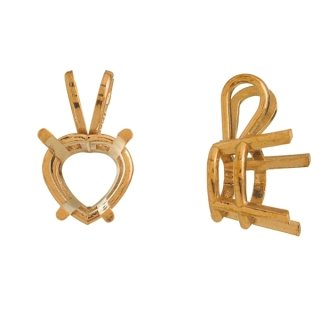 Heart 4 Claw Double Gallery Pendant 14K