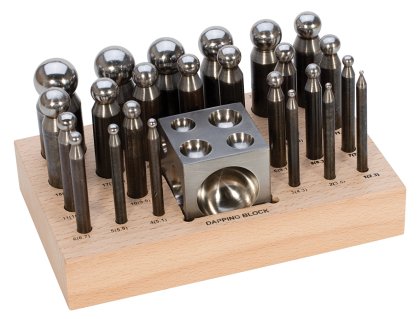 24 DAPPING PUNCH SET W/BLOCK 